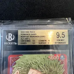 Roronoa Zoro Alt Art Parallel Card BGS 9.5 One Piece Romance Dawn OP01 English - Image 2