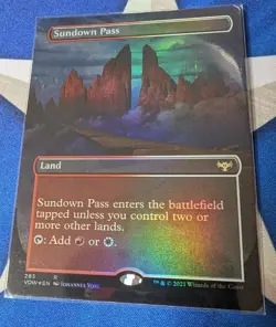 Sundown Pass Borderless Foil MTG VOW Crimson Vow - Image 1