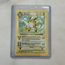 Pokemon Raichu Base Set Shadowless Holo Rare 80 HP Card 14/102 English - Image 1