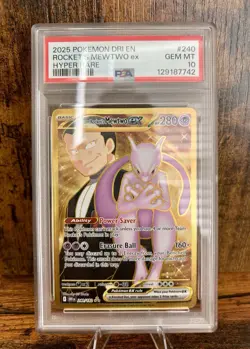 2025 Pokemon Destined Rivals Team Rocket's Mewtwo ex #240/182 PSA 10 - Image 1