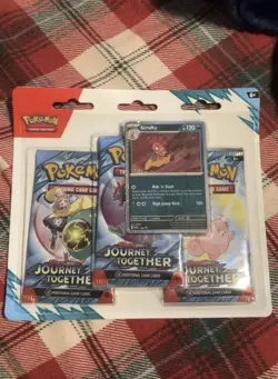 Pokemon TCG SV09: Journey Together 3-Pack Blister (Scrafty Promo) FACTORY SEALED - Image 1
