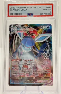 Pokemon EVS 041/203 - Stamped 2023 Holiday Calendar Glaceon VMAX - PSA 8 - Image 1