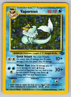 Vaporeon Pokemon TCG Jungle Set 12/64 Holo Rare - Image 1