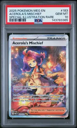 2025 POKEMON MEG EN-MEGA EVOLUTION #183 ACEROLA'S MISCHIEF PSA 10 - Image 1