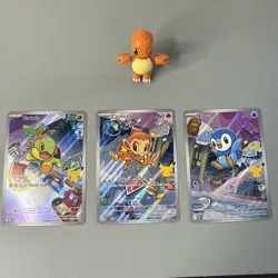 Pokemon First Partner Illustrations Turtwig #40 Chimchar #41 Piplup #42 - Image 1