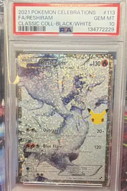 Pokemon Reshiram Full Art Holo Celebrations Classic Collection 113/114 PSA 10 - Image 1
