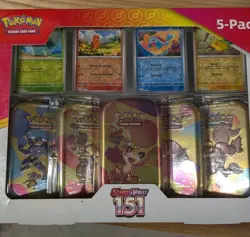 Pokemon Scarlet & Violet - 151 (5-Pack) Mini Tins w/ 4 Promos Costco Bundle - Image 1
