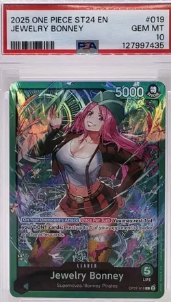 2025 One Piece ST24 OP07-019 Jewelry Bonney PSA 10 Gem Mint Leader English - Image 1