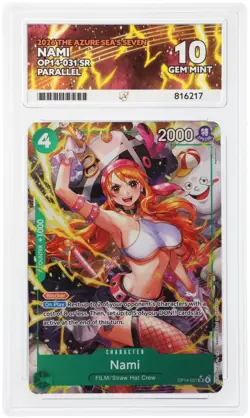 One Piece EN OP14-031 Nami Parallel SR Ace GEM MT 10 - Image 1