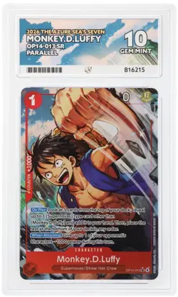 One Piece EN OP14-013 Monkey.D.Luffy Parallel SR Ace GEM MT 10 - Image 1