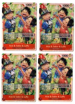 One Piece EN OP13-007 Ace & Sabo & Luffy SR Playset x4 NM-MT - Image 1