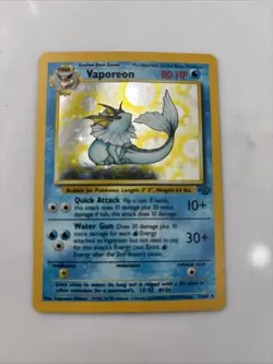 Pokemon Vaporeon Quick Attack Hologram 12/64 1999 Vintage Card - Image 1