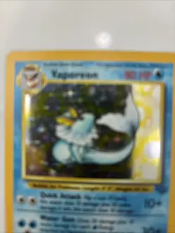 Pokemon Vaporeon Quick Attack Hologram 12/64 1999 Vintage Card - Image 3