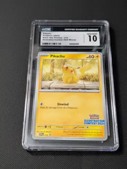 Pokemon CGC 10 Pikachu Black Star Promo Card 214 Illustration Contest 2024 - Image 1