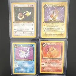 1stEdition Team Rocket Eevee, Dark Jolteon, Dark Vaporeon, Dark Flareon Card Lot - Image 1