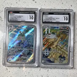 Pokemon CGC Graded Holo Lot English Timburr and Japanese Garbordor - Image 1