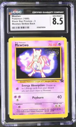 Pokemon tcg 1999 Black Star Promos Mewtwo #3 CGC 8.5 - Image 1