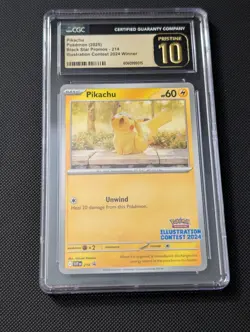 CGC Pristine 10 Pikachu Pokemon Card #214 Black Star Promo Illustration Contest - Image 1