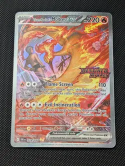 Pokemon TCG Team Rocket's Moltres EX Full Art Foil 229/181 Destined Rivals Stamp - Image 1