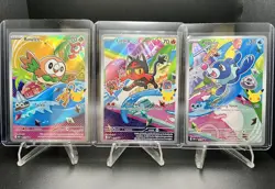 Pokemon TCG Rowlet, Litten, Popplio 043/044/045 Black Star Promo First Partner - Image 1