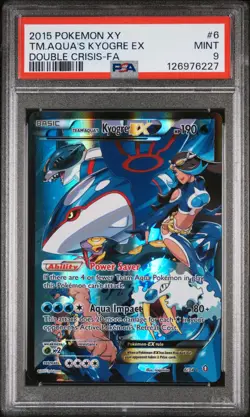 2015 POKEMON XY DOUBLE CRISIS #6 FULL ART/TEAM AQUA'S KYOGRE EX PSA 9 - Image 1