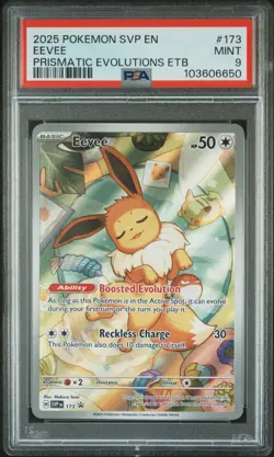Pokemon 2025 SVP en Evee #173 Prismatic Evolutions ETB PSA 9 Mint - Image 1
