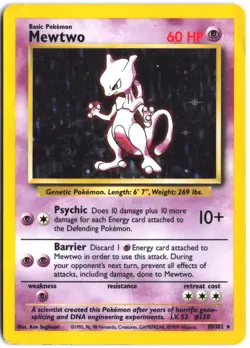 Mewtwo 10/102 Holofoil Holo Rare Base Set Unlimited Pokemon - Image 1