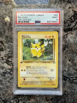 PSA 9 MINT Pokemon 1st Edition Jungle Pikachu 60/64 1999 WOTC - Image 1