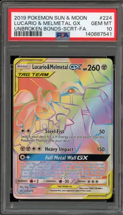 Pokemon Lucario & Melmetal GX Unbroken Bonds Secret Rare #224 PSA 10 Gem Mint - Image 1