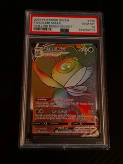 Pokemon Celebi VMAX 199/198 Rainbow Secret Rare Chilling Reign PSA 10 - Image 1