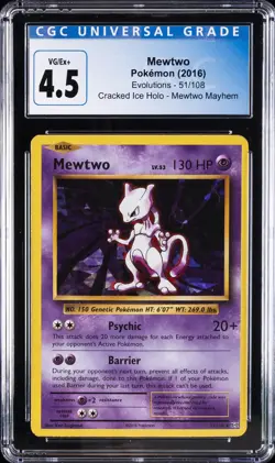 2016 POKEMON EVOLUTIONS, CRACKED ICE HOLO, MEWTWO MAYHEM MEWTWO CGC 4.5 - Image 1