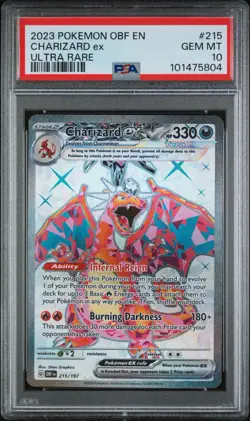 2023 POKEMON OBF EN-OBSIDIAN FLAMES#215 CHARIZARD EX ULTRA RARE PSA 10 - Image 1