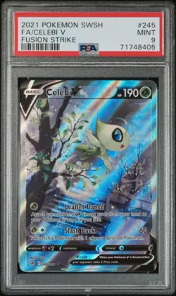 2021 POKEMON SWORD & SHIELD FUSION STRIKE #245 FULL ART/CELEBI V PSA 9 - Image 1