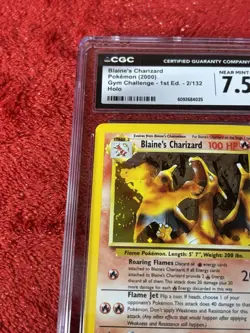 2000 Pokemon Gym Challenge Holo Blaine's Charizard 2/132 CGC 7.5 NM+ Slab Error - Image 2