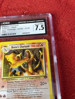 2000 Pokemon Gym Challenge Holo Blaine's Charizard 2/132 CGC 7.5 NM+ Slab Error - Image 3