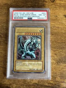 2002 YuGiOh Blue-Eyes White Dragon LOB-001 Ultra Rare PSA 8 - Image 1