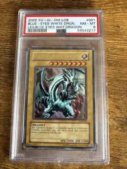 2002 YuGiOh Blue-Eyes White Dragon LOB-001 Ultra Rare PSA 8 - Image 2