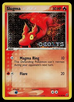 Pokemon Card - Slugma Deoxys 75/107 Common Reverse Holo STAMPED - Image 1