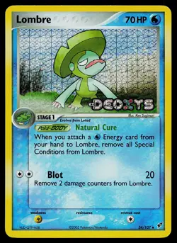 Pokemon Card - Lombre Deoxys 34/107 Uncommon Reverse Holo STAMPED - Image 1