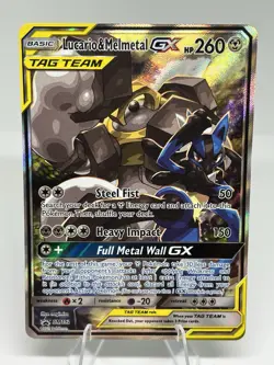 Pokemon Lucario & Melmetal GX SM192 SM-P Promo TAG TEAM Holo Metal HP260 Card - Image 1