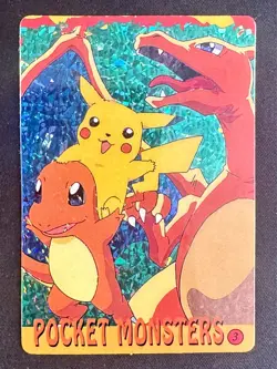 Pocket Monsters #3 Vending Prism Holo Vintage Pokemon Card Charizard Pikachu Nm - Image 1
