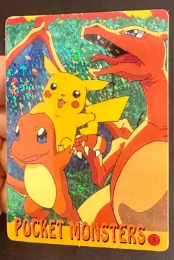 Pocket Monsters #3 Vending Prism Holo Vintage Pokemon Card Charizard Pikachu Nm - Image 2