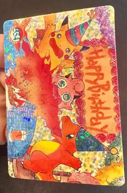 Happy Birthday #354 Vending Prism Holo Vintage Pokemon Card Pikachu Charmander - Image 3