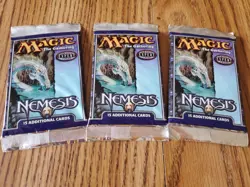 MAGIC THE GATHERING Lot of Three (3) NEMESIS Factory Sealed Booster Packs - Image 1