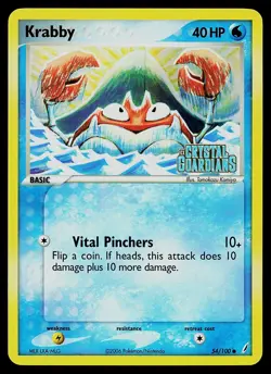 Pokemon Card - Krabby Crystal Guardians 54/100 Reverse Holo Common STAMPED - Image 1