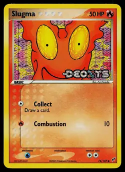Pokemon Card - Slugma Deoxys 74/107 Common Reverse Holo STAMPED - Image 1