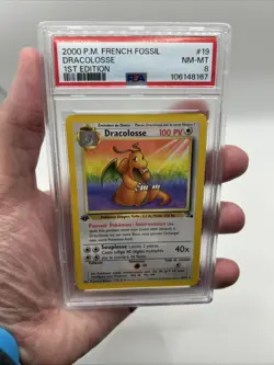 FRENCH 1st Edition Non-Holo Rare Dragonite Fossil Pokemon TCG Dracolosse PSA 8 - Image 3