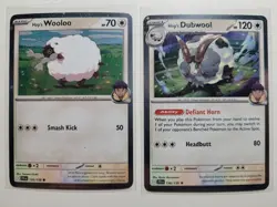 Pokemon TCG Journey Together Hop’s Dubwool 136/159, Wooloo 135/159 Holo Rare Set - Image 1