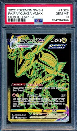 Rayquaza VMAX 2022 Pokemon Silver Tempest #TG29 Black Gold Full Art PSA 10 - Image 1