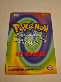 1999 Topps Pokemon Venusaur #E3 of 12 Stage 3 Movie Edition Blue Topps Logo - Image 3